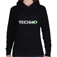 PRINTFASHION Techno - Női kapucnis pulóver - Fekete