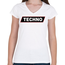 PRINTFASHION Techno - Női V-nyakú póló - Fehér női póló
