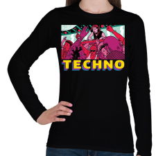 PRINTFASHION Techno party - Női hosszú ujjú póló - Fekete női póló