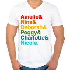 PRINTFASHION Techno Queens - Férfi V-nyakú póló - Fehér