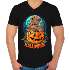 PRINTFASHION Teddy maci halloween - Férfi V-nyakú póló - Fekete