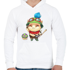 PRINTFASHION Teemo - Férfi kapucnis pulóver - Fehér férfi pulóver, kardigán