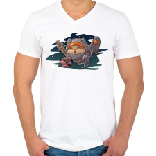 PRINTFASHION Teemo in space - Férfi V-nyakú póló - Fehér férfi póló