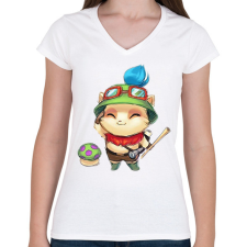 PRINTFASHION Teemo - Női V-nyakú póló - Fehér női póló
