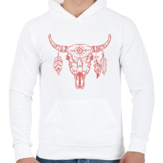 PRINTFASHION tehén koponya - Férfi kapucnis pulóver - Fehér