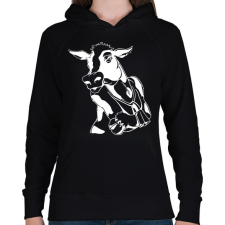PRINTFASHION tehén - Női kapucnis pulóver - Fekete női pulóver, kardigán