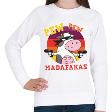 PRINTFASHION Tehén - pew pew madafakas - Női pulóver - Fehér