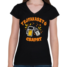 PRINTFASHION Tejfakasztó csapat - Női V-nyakú póló - Fekete női póló