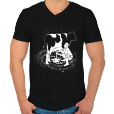 PRINTFASHION Tejút - Férfi V-nyakú póló - Fekete férfi póló