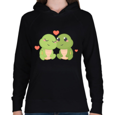 PRINTFASHION Teknős Love - Női kapucnis pulóver - Fekete