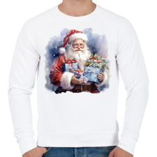 PRINTFASHION Télapó ajándékkal - Férfi pulóver - Fehér férfi pulóver, kardigán