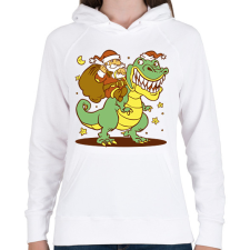 PRINTFASHION Télapó dínó háton - Női kapucnis pulóver - Fehér női pulóver, kardigán