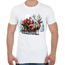 PRINTFASHION Télapó és Rudolf, a piros orrú rénszarvas - Férfi póló - Fehér férfi póló