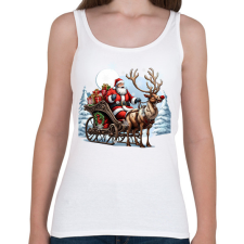 PRINTFASHION Télapó és Rudolf, a piros orrú rénszarvas - Női atléta - Fehér női trikó
