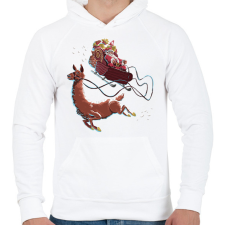 PRINTFASHION Télapó lámával - Férfi kapucnis pulóver - Fehér férfi pulóver, kardigán