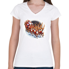 PRINTFASHION Télapó - Női V-nyakú póló - Fehér