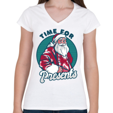 PRINTFASHION Télapó  - Női V-nyakú póló - Fehér