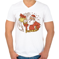 PRINTFASHION Télapó sörrel - Férfi V-nyakú póló - Fehér