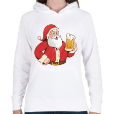 PRINTFASHION Télapó sörrel - Női kapucnis pulóver - Fehér női pulóver, kardigán