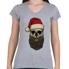 PRINTFASHION Télapó szakálla - Női V-nyakú póló - Sport szürke