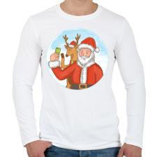 PRINTFASHION Télapó szelfi - Férfi hosszú ujjú póló - Fehér férfi póló