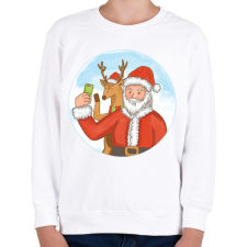 PRINTFASHION Télapó szelfi - Gyerek pulóver - Fehér gyerek pulóver, kardigán