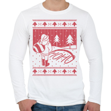 PRINTFASHION Télapós csúnya pulcsi - Férfi hosszú ujjú póló - Fehér férfi póló