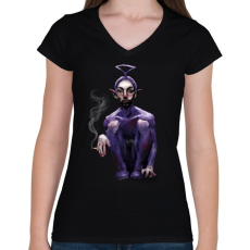 PRINTFASHION Teletubbie - Női V-nyakú póló - Fekete