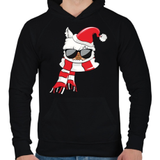 PRINTFASHION Téli cica - Férfi kapucnis pulóver - Fekete