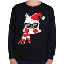PRINTFASHION Téli cica - Gyerek pulóver - Fekete gyerek pulóver, kardigán