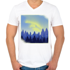 PRINTFASHION Téli táj - Férfi V-nyakú póló - Fehér