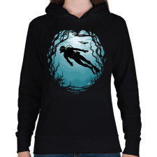 PRINTFASHION Tenger mélyén - Női kapucnis pulóver - Fekete női pulóver, kardigán