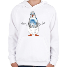 PRINTFASHION Tengerész Pingvin - Gyerek kapucnis pulóver - Fehér