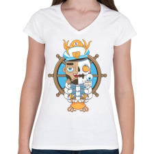 PRINTFASHION Tengerész sors - Női V-nyakú póló - Fehér női póló