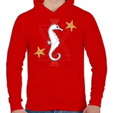 PRINTFASHION Tengeri csikó - Férfi kapucnis pulóver - Piros