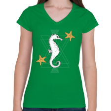 PRINTFASHION Tengeri csikó - Női V-nyakú póló - Zöld női póló