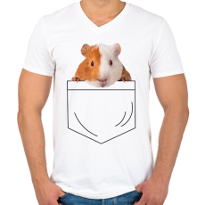 PRINTFASHION Tengerimalac zsebben - Férfi V-nyakú póló - Fehér