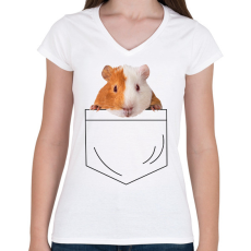 PRINTFASHION Tengerimalac zsebben - Női V-nyakú póló - Fehér