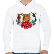 PRINTFASHION Tengerimalacok virággal - Férfi kapucnis pulóver - Fehér