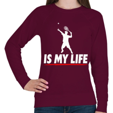 PRINTFASHION Tenis is my life  - Női pulóver - Bordó női pulóver, kardigán