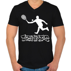 PRINTFASHION tenisz - Férfi V-nyakú póló - Fekete