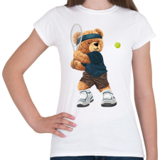 PRINTFASHION Teniszező maci - Női póló - Fehér női póló