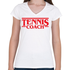 PRINTFASHION Tennis coach - Női V-nyakú póló - Fehér női póló