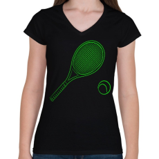 PRINTFASHION Tennis - Női V-nyakú póló - Fekete