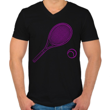 PRINTFASHION tennis  pink - Férfi V-nyakú póló - Fekete férfi póló