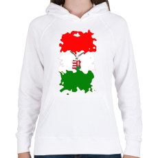 PRINTFASHION Tépett magyar zászló turulos címerrel - Női kapucnis pulóver - Fehér