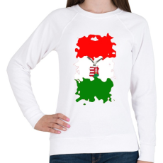 PRINTFASHION Tépett magyar zászló turulos címerrel - Női pulóver - Fehér