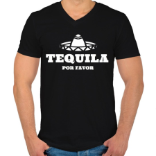 PRINTFASHION TEQUILA Por Favor - Férfi V-nyakú póló - Fekete férfi póló