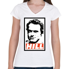 PRINTFASHION Terence Hill - Női V-nyakú póló - Fehér