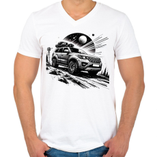 PRINTFASHION Terepjáró - Férfi V-nyakú póló - Fehér